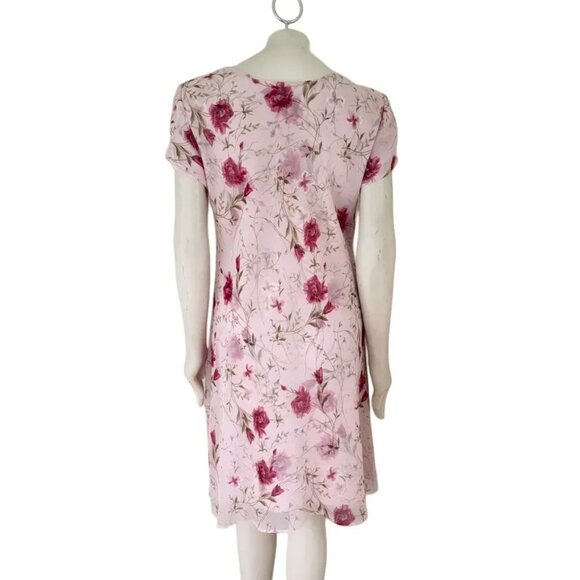 VTG 90s JESSICA HOWARD Lightweight Chiffon Floral Dress in Powder Pink SZ 12 - Picture 7 of 10